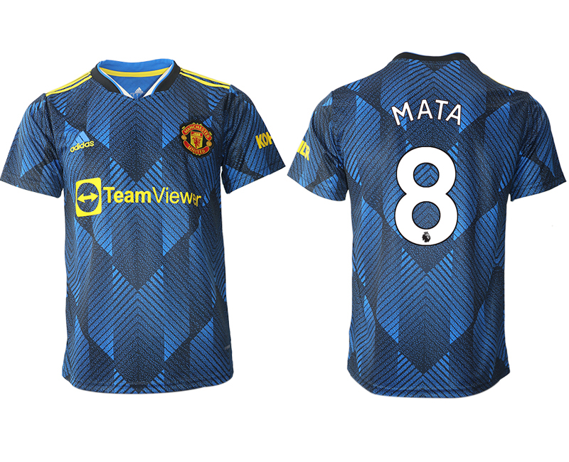 Men 2021-2022 Club Manchester United Second away aaa version blue #8 Soccer Jersey